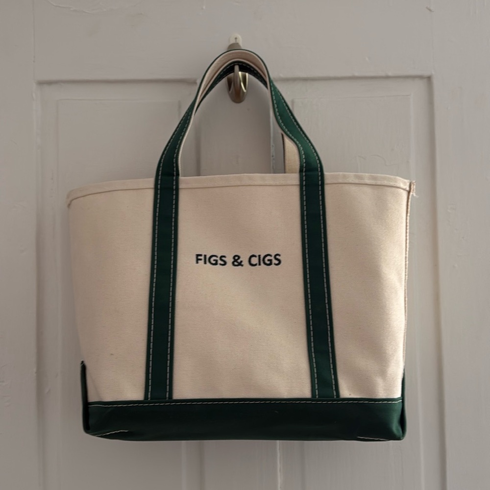 Figs & Cigs LL Bean tote green straps